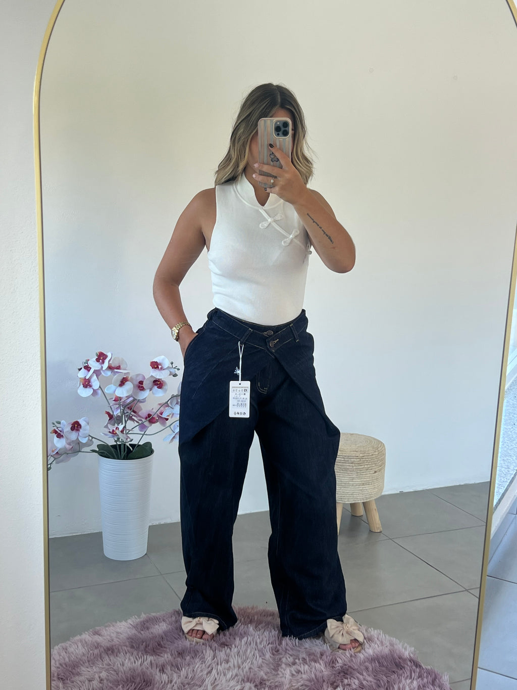 Calças Wrap Denim