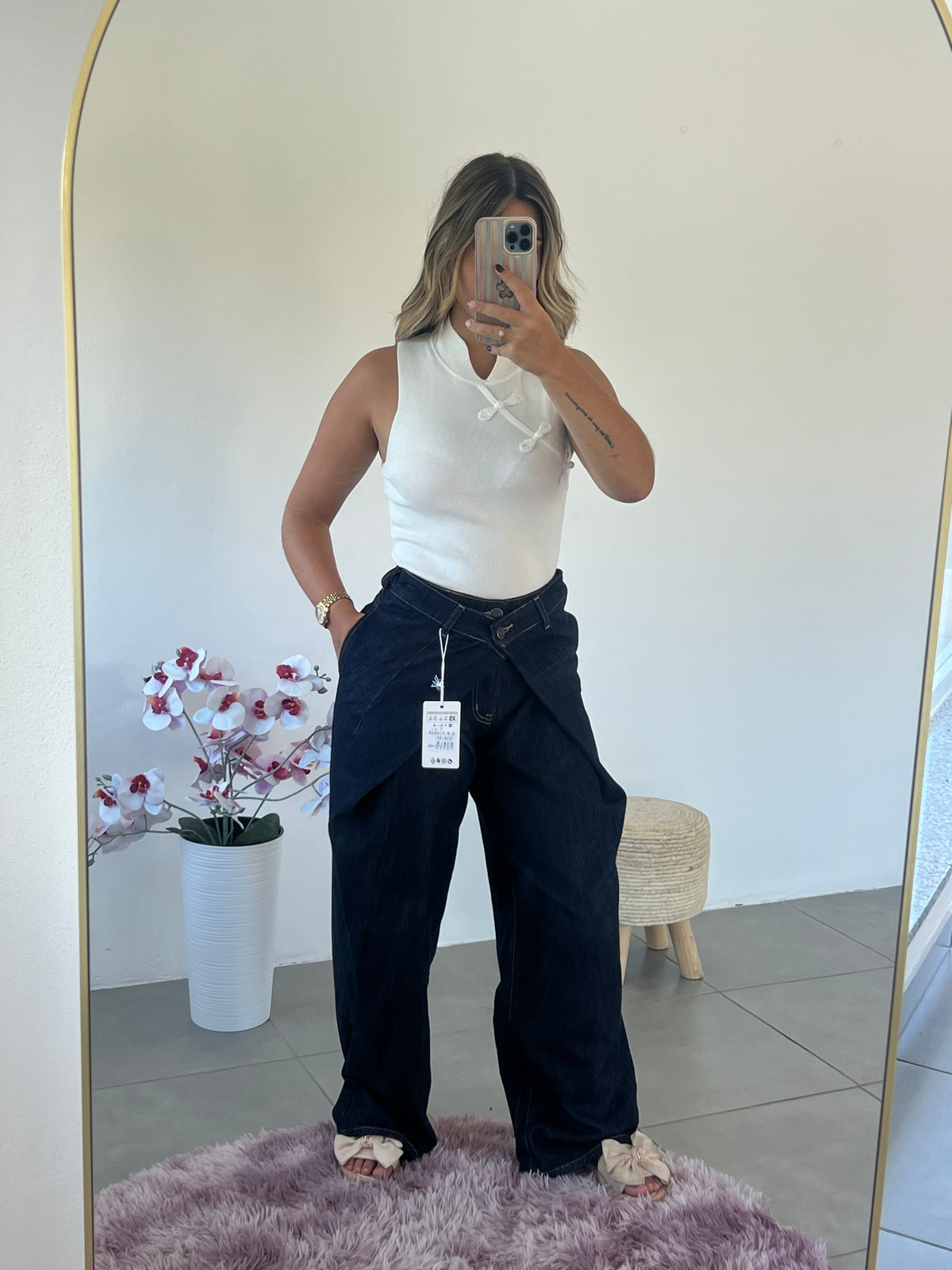 Calças Wrap Denim