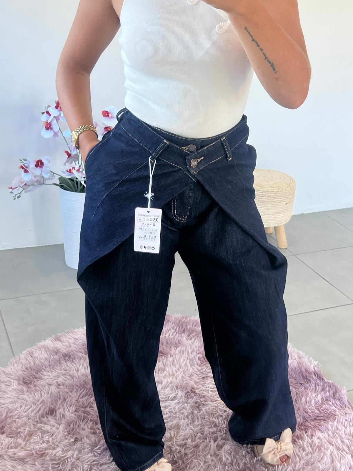 Calças Wrap Denim