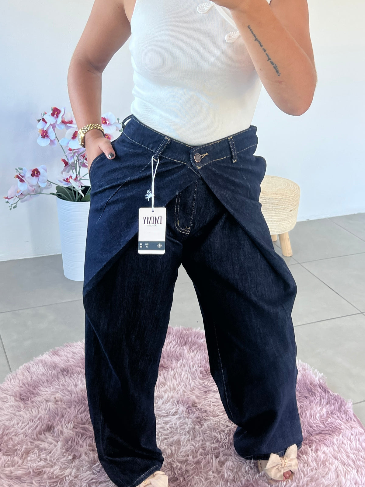 Calças Wrap Denim