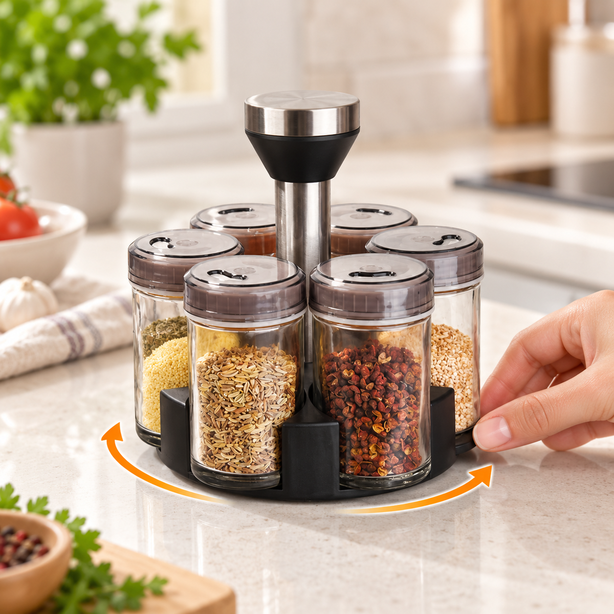 Conjunto giratório para especiarias – 7 peças
